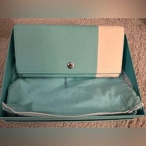 Tiffany & Co. Teal and Beige Wallet